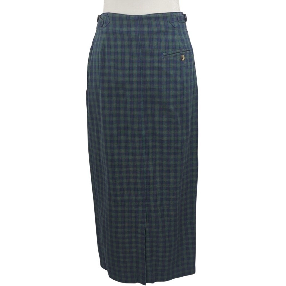 Vintage 80s 90s Nautica Tartan Plaid Green Blue Women's Skirt Midi Maxi Fall Med - Picture 8 of 16
